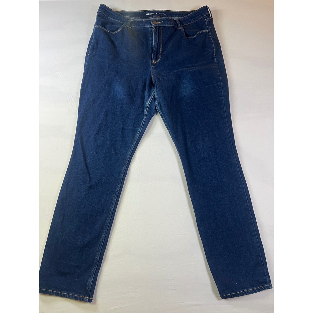 Old Navy Womens Jeans High-Rise Wow Straight Dark Wash Blue 16